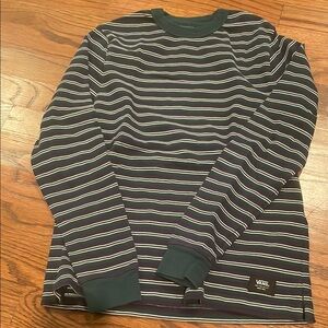 Vans boys Striped Long Sleeve Shirt - navy, dark green, and white